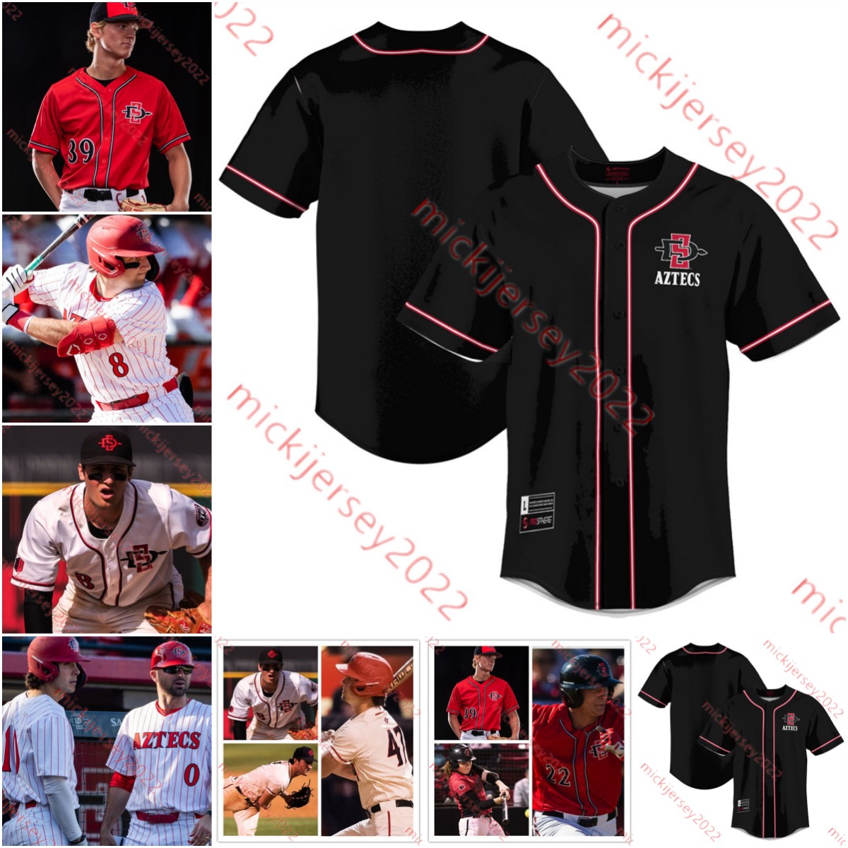San Diego State Aztecs Baseball Jersey Cole Carrigg Poncho Ruiz Caden Miller Brian Leonhardt Irvin Weems Shaun Montoya Custom Stitched 2024 SDSU Jerseys