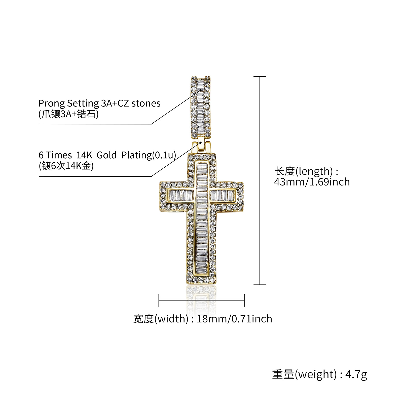 Iced Out Cubic Zirconia Cross Pendants Personalized Necklaces For Men And Women Bling CZ Stone Party Gifts Hip Hop Rock Bijoux Christain Wolf Tide Rap