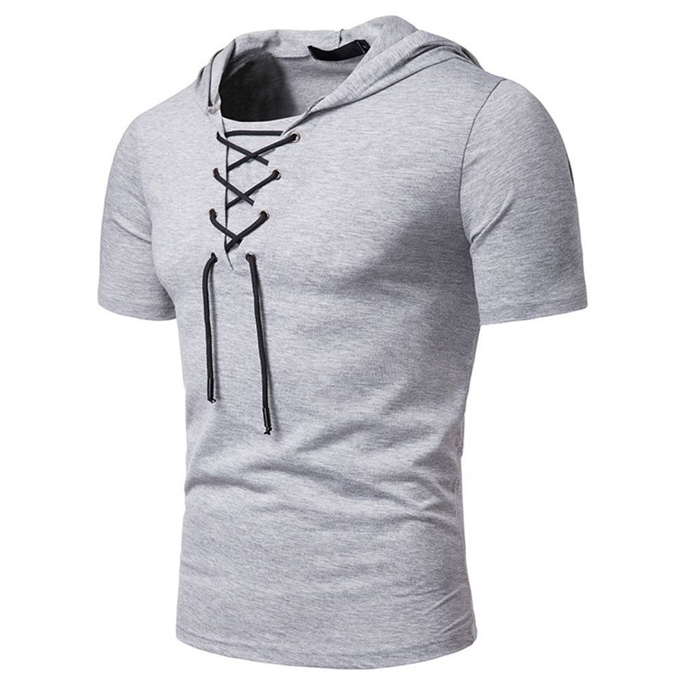 Men s Polos T Shirts Pleated Wrinkled Slim Fit O Neck Short Sleeve Muscle Solid Casual Tops Shirts Summer Basic Tee 230208