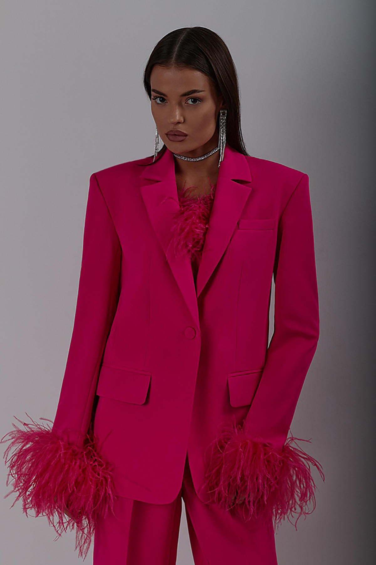 Celebrity Tailored Women Pants Suits Ostrich Feather Evening Party Wear For Wedding Wide Leg 3 Pieces 6660306