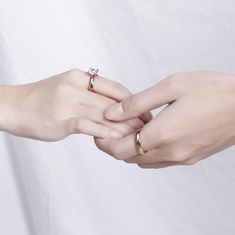 Promise Ring 18k Gold Plated Stainless Steel Couples Engagement Wedding Rings