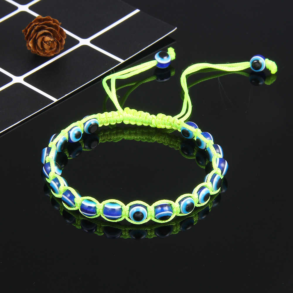 Link Chain Turkish Jewelry Handmade Amulet Nazar Evil Blue Lucky Eye Bracelet for Women Adjustable Rope Braided Bead Bracelets Emo Jewelry G230208