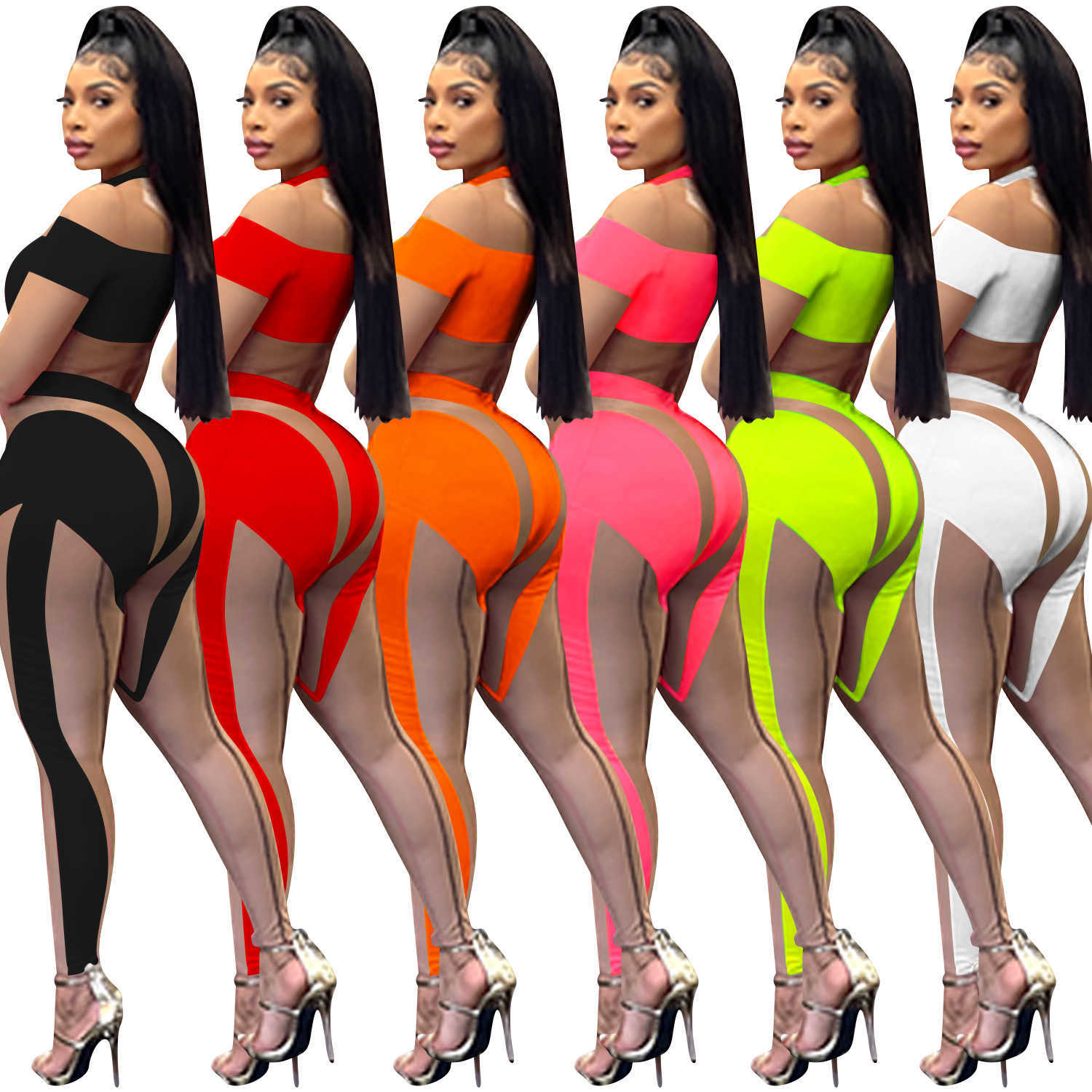 2023 women fashion sexy nightclub tight mesh perspective long sleeved trousers Jumpsuit women's wear jumpsuits for amp rompers