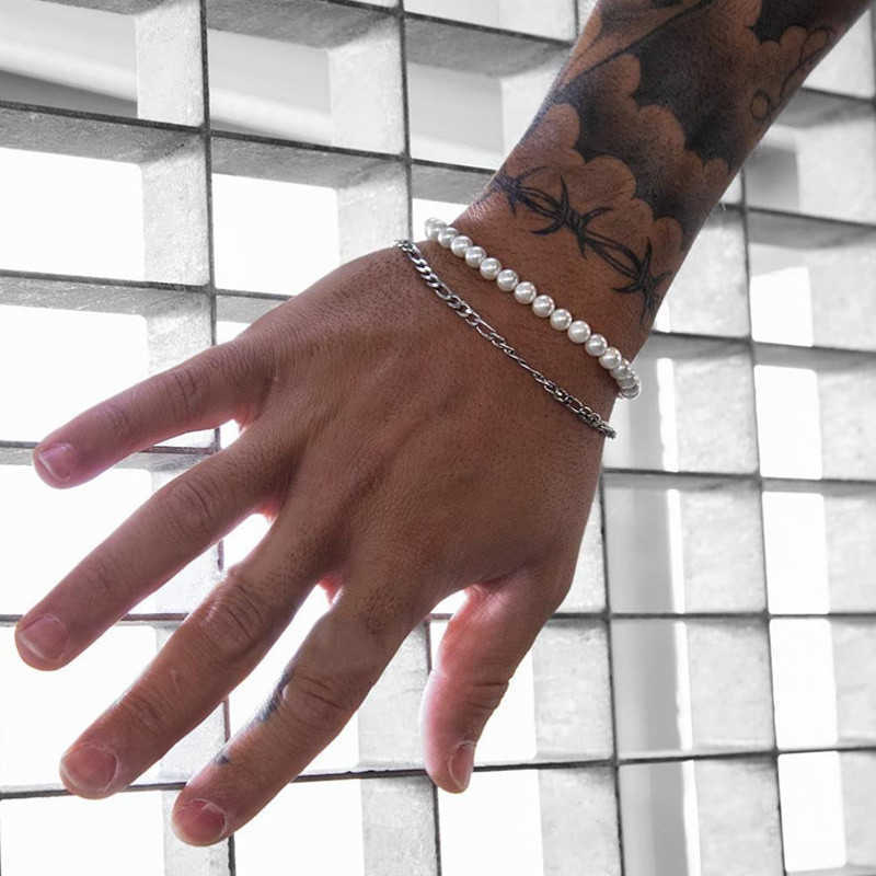 Link Chain New Fashion Cuban Chain Men Bracelet Set Temperament Handmade Stainless Steel Link Chain Bracelet For Men Jewelry Gift G230208