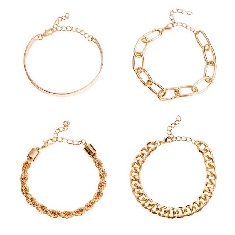 Link Chain 2022 Fashion New Style Women's Jewelry Set Creative Twist Sequin Cuban Gold Bracelet For Women's Party Birthday Gift Jewelry G230