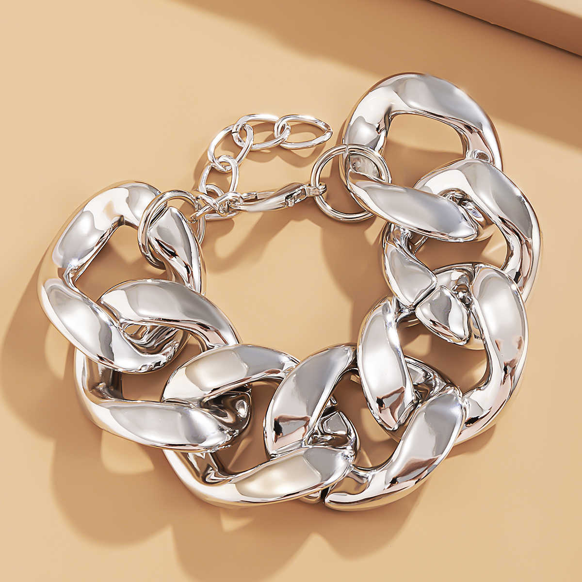 Link Chain SHIXIN Hip Hop Exaggerated Thick Link Chains Bracelet for Women CCB Material Big Wide Bracelets Fashion 2021 Hand Chains Jewelry G230208