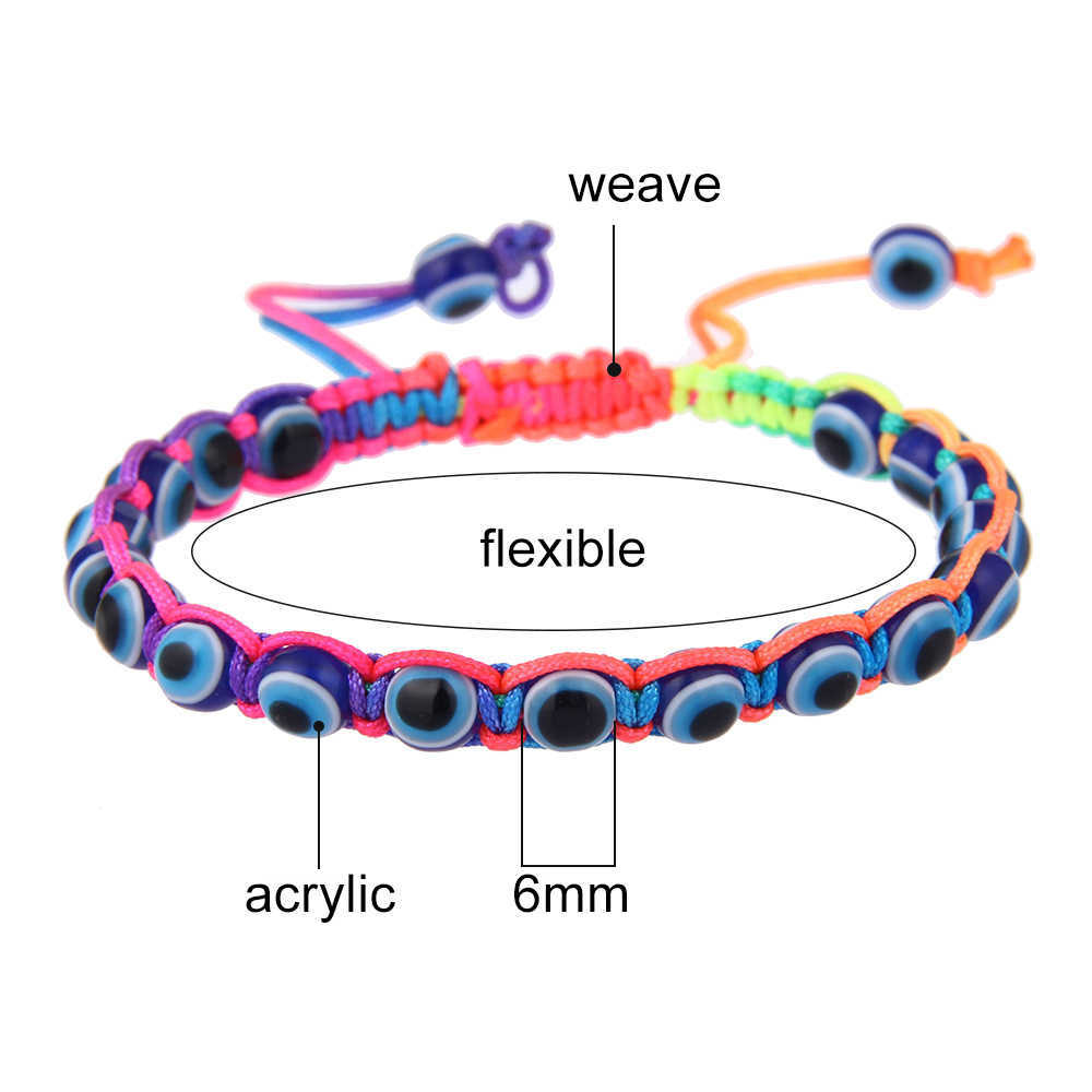 Link Chain Turkish Jewelry Handmade Amulet Nazar Evil Blue Lucky Eye Bracelet for Women Adjustable Rope Braided Bead Bracelets Emo Jewelry G230208