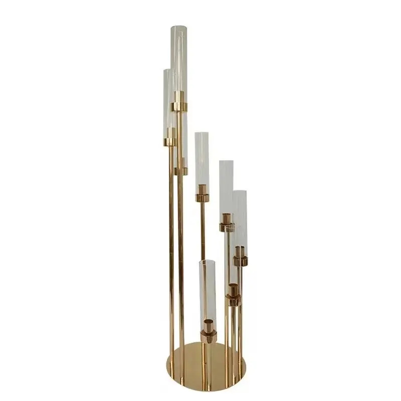 clear Candelabra Table Centerpiece Candle Holders Road Lead Gold Candelabrum Pillar stand Candlestick for Wedding decor imake561 XJ260305