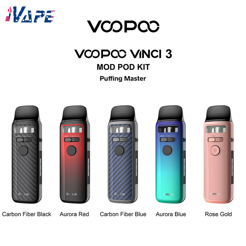Original VOOPOO VINCI 3 Pod System Kit Built-in 1800mAh 5-50W Output Adjustable with 4ml Vinci 3 Cartridge fit for all PnP Coils, Message for multi colors
Original VOOPOO VINCI 3 Pod System Kit Built-in 1800mAh 5-50W Output Adjustable with 4ml Vinci 3 Cartridge fit for all PnP Coils, Message for multi colors
