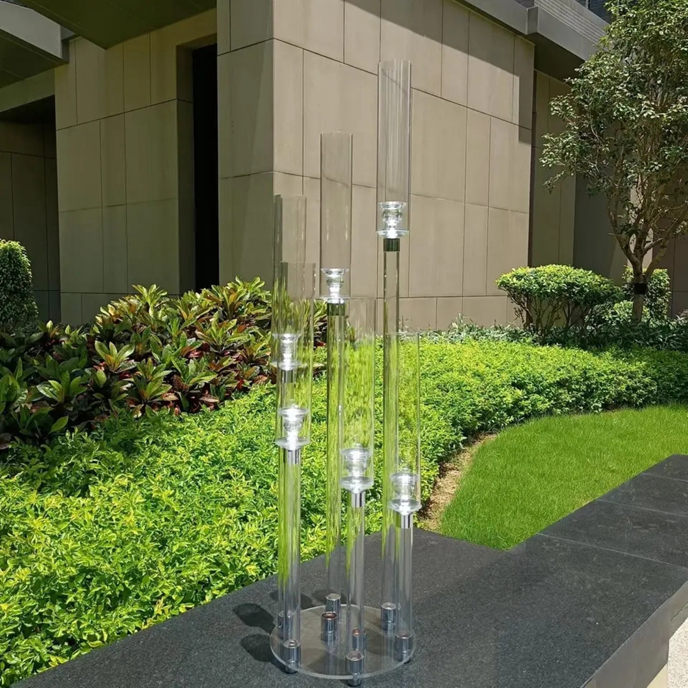 clear Candelabra Table Centerpiece Candle Holders Road Lead Gold Candelabrum Pillar stand Candlestick for Wedding decor imake561 XJ260305