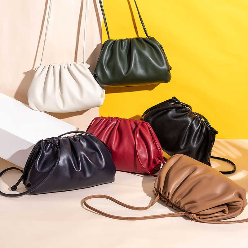 Evening Bags 2021 Women Pouch Dumpling Cross body Bag Cloud Handbag Soft Clutch Purse Shoulder Bag G230208