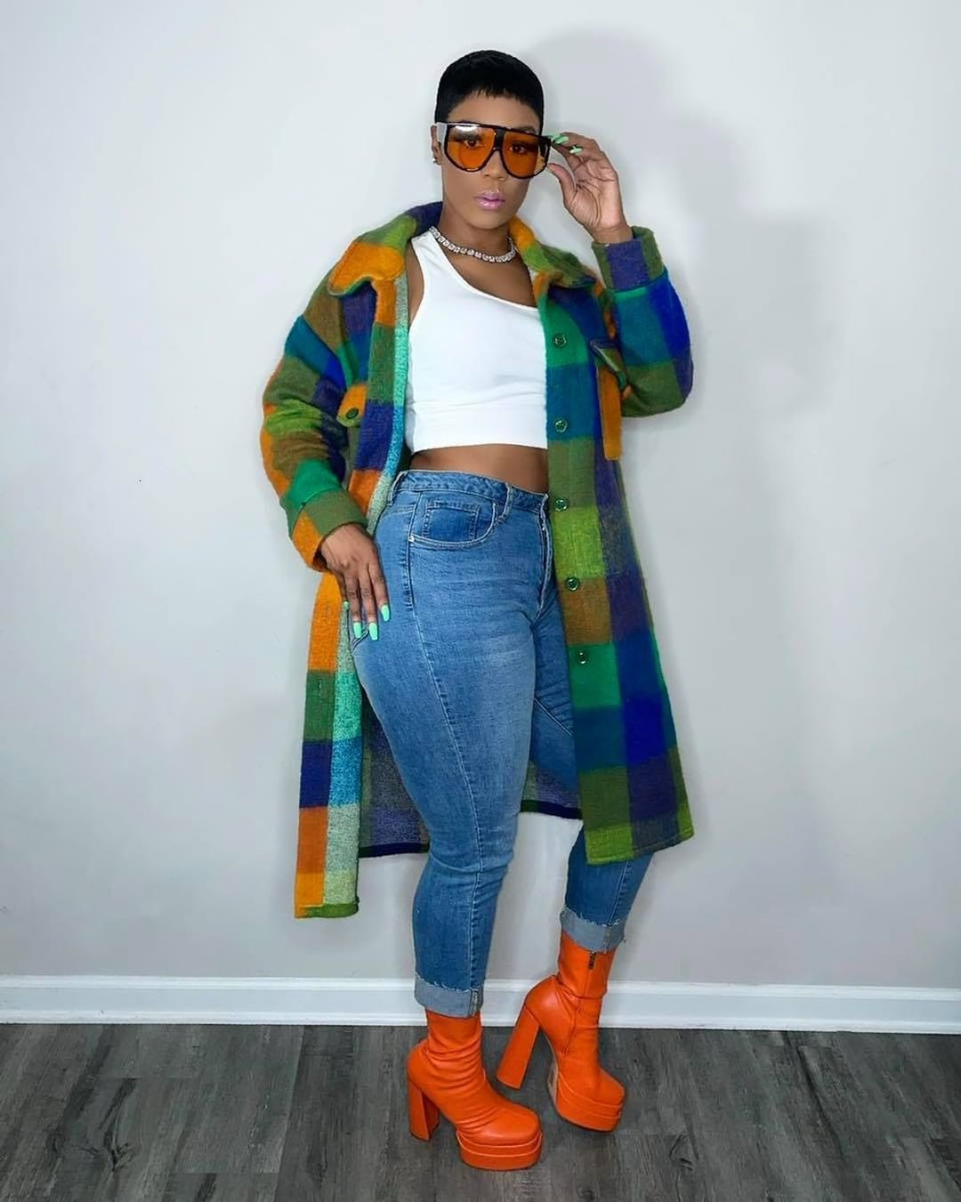 Women's Knits Tees Women Plaid Single Breasted Long Sleeve Turn-down Neck Shirt Style Long Wool and Blends Outcoat coats and jackets women 230209