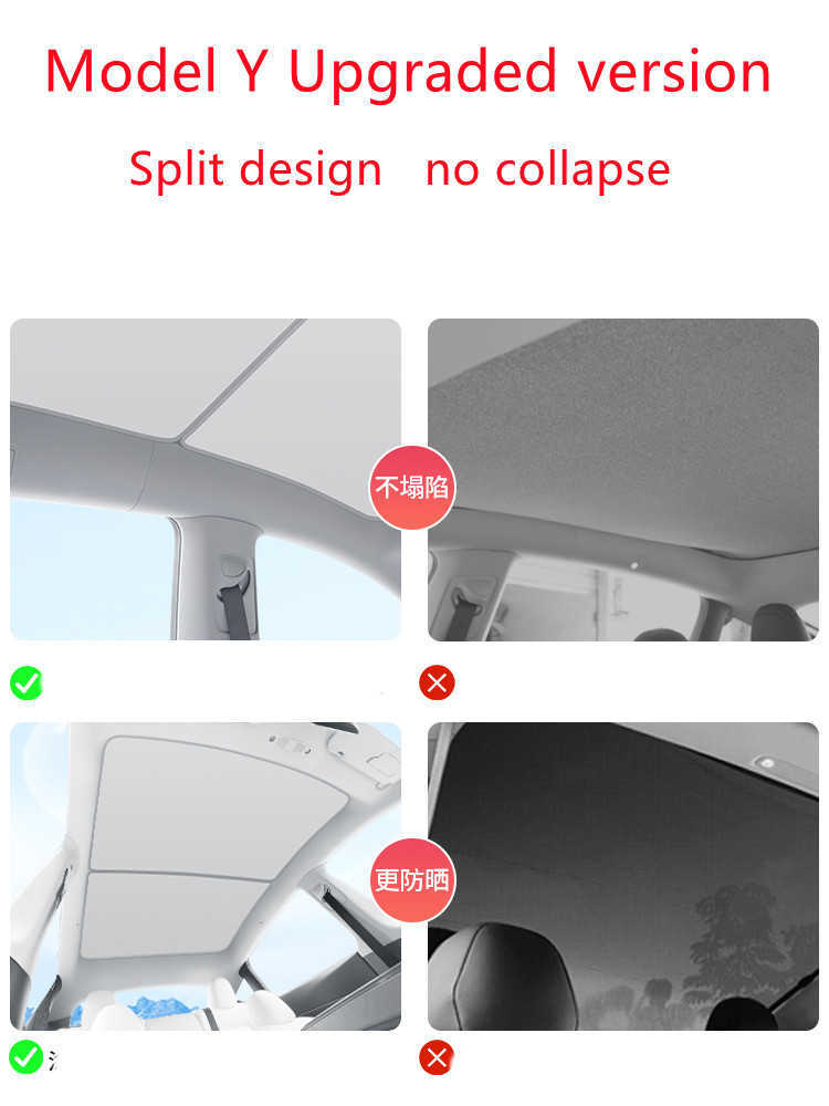 TEFUN for Tesla Model Y Sunshade 2021 2022 Mode 3 Roof Shade Model 3 Y Sun Protection Tesla Accessories