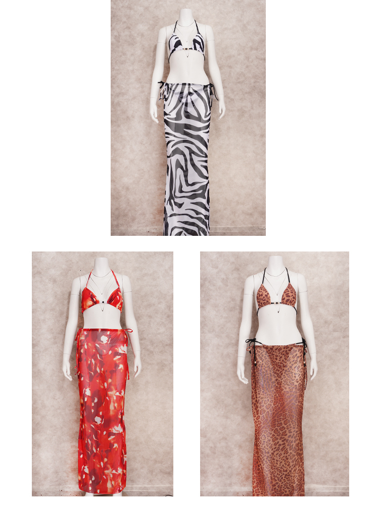 Women's Swimwear Sexy Zebra Stripes 3 Pieces Bikini Set 2023 Summer Beach Wear Triangle Bikinis Swimsuit With Skirt Coverup A1554 230209