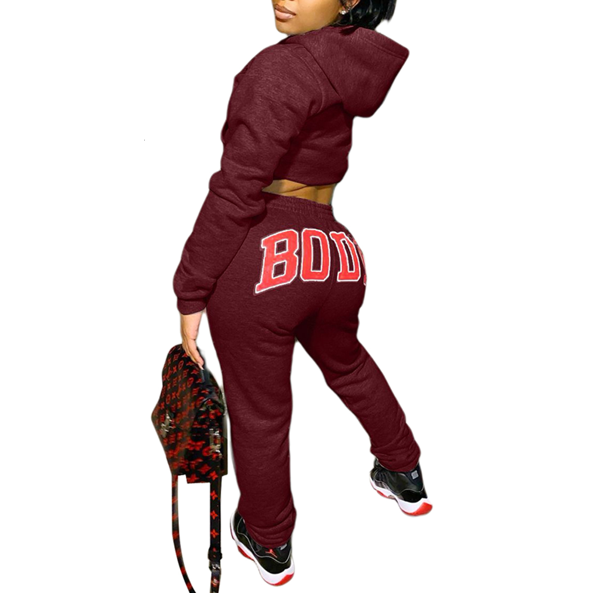 Women's Tracksuits Womens Tracksuits Women Autumn Spring Sweatsuit BODY Letter Print Long Sleeve Hoodies Elastic Waist Pants 2pcsset Warm Tracksu