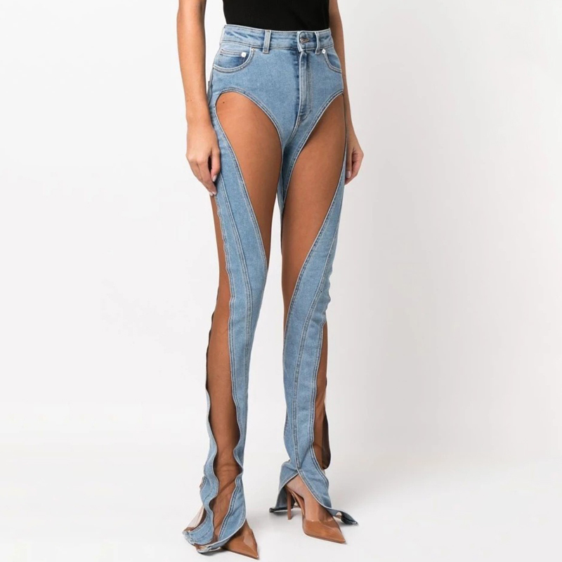 Women's Jeans Y2k Fashion Denim High Waist Spiral Hollow Out Mesh Cowboy Perspective Pants Stitching Slit 2023 Streetwear 230209, Blue3
Women's Jeans Y2k Fashion Denim High Waist Spiral Hollow Out Mesh Cowboy Perspective Pants Stitching Slit 2023 Streetwear 230209, Blue3