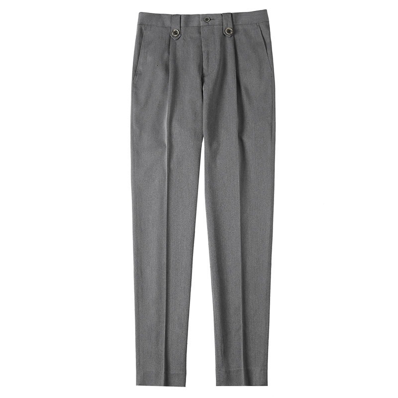 Mens Pants British Style Autumn Solid High Quality Dress Men Slim Fit Casual Office Trousers Formal Social Wedding Party Suit 230209