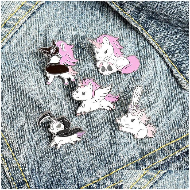 Image of Pins Brooches Enamel Pin For Women Fashion Dress Coat Shirt Demin Metal Funny Pink Cartoon Animal Brooch Pins Badges Promotion Gift Dhtnx