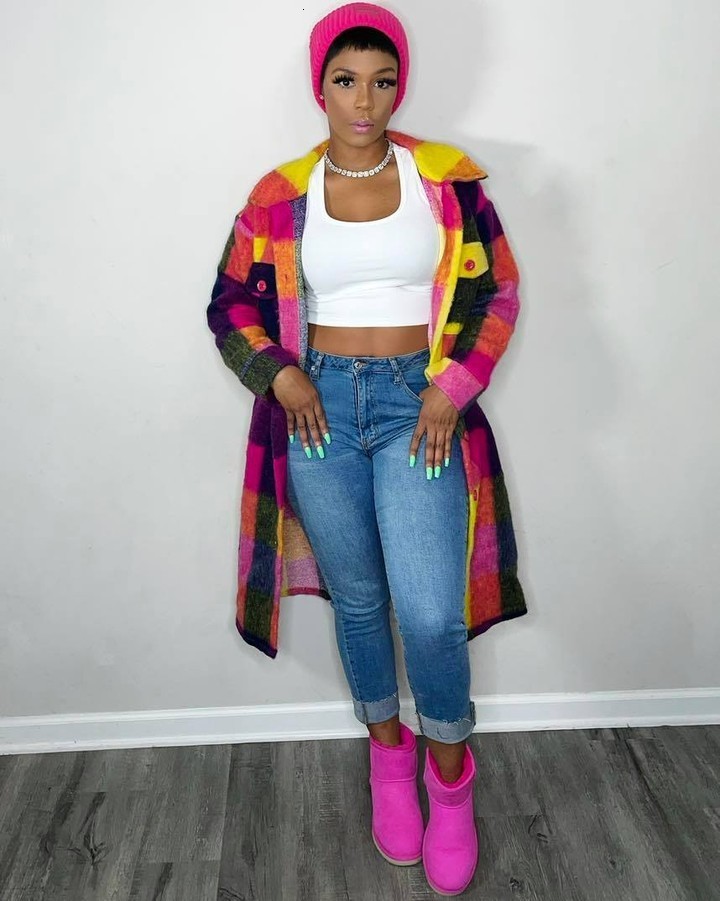 Women's Knits Tees Women Plaid Single Breasted Long Sleeve Turn-down Neck Shirt Style Long Wool and Blends Outcoat coats and jackets women 230209