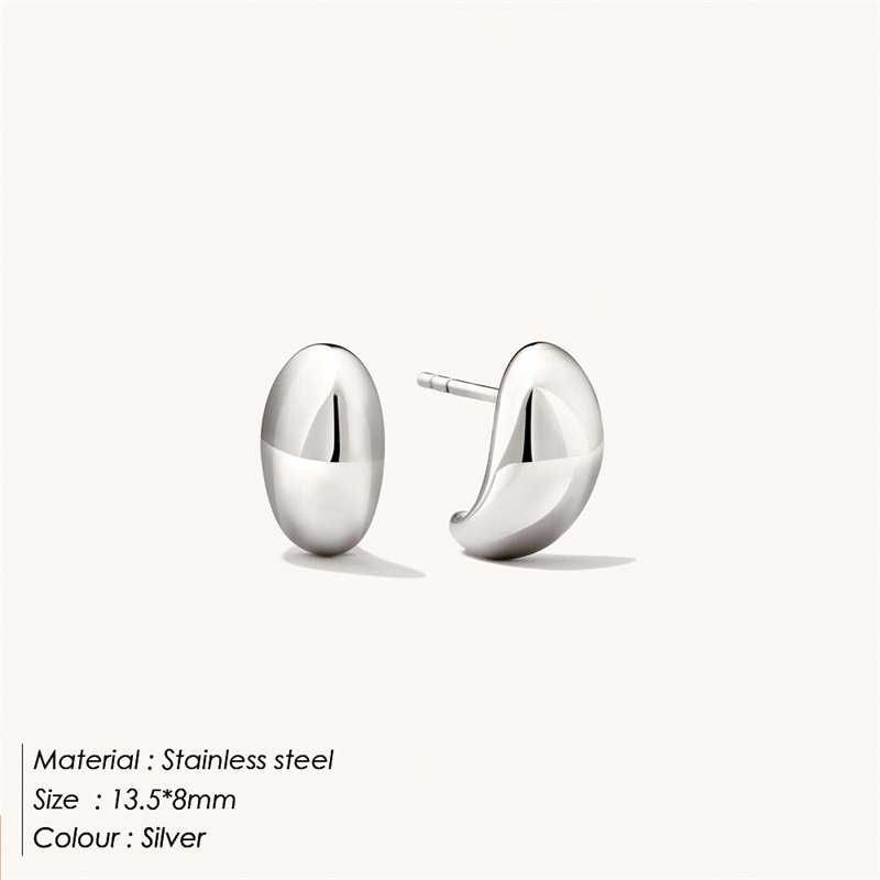 Steel Gold Simple Women Chunky Hoops Earrings Gift Fashion Jewelry Stainless Wives Round Smooth Thick Hoop Earring