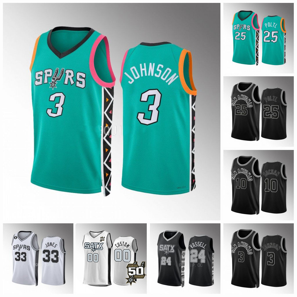 San Antonio''Spurs''2022-23 Basketball Jersey Keldon 3 Johnso Jakob 25 Poltl Devin 24 Vassell Tre 33 Jones Josh 7 Richardso Sochan, Black
San Antonio''Spurs''2022-23 Basketball Jersey Keldon 3 Johnso Jakob 25 Poltl Devin 24 Vassell Tre 33 Jones Josh 7 Richardso Sochan, Black