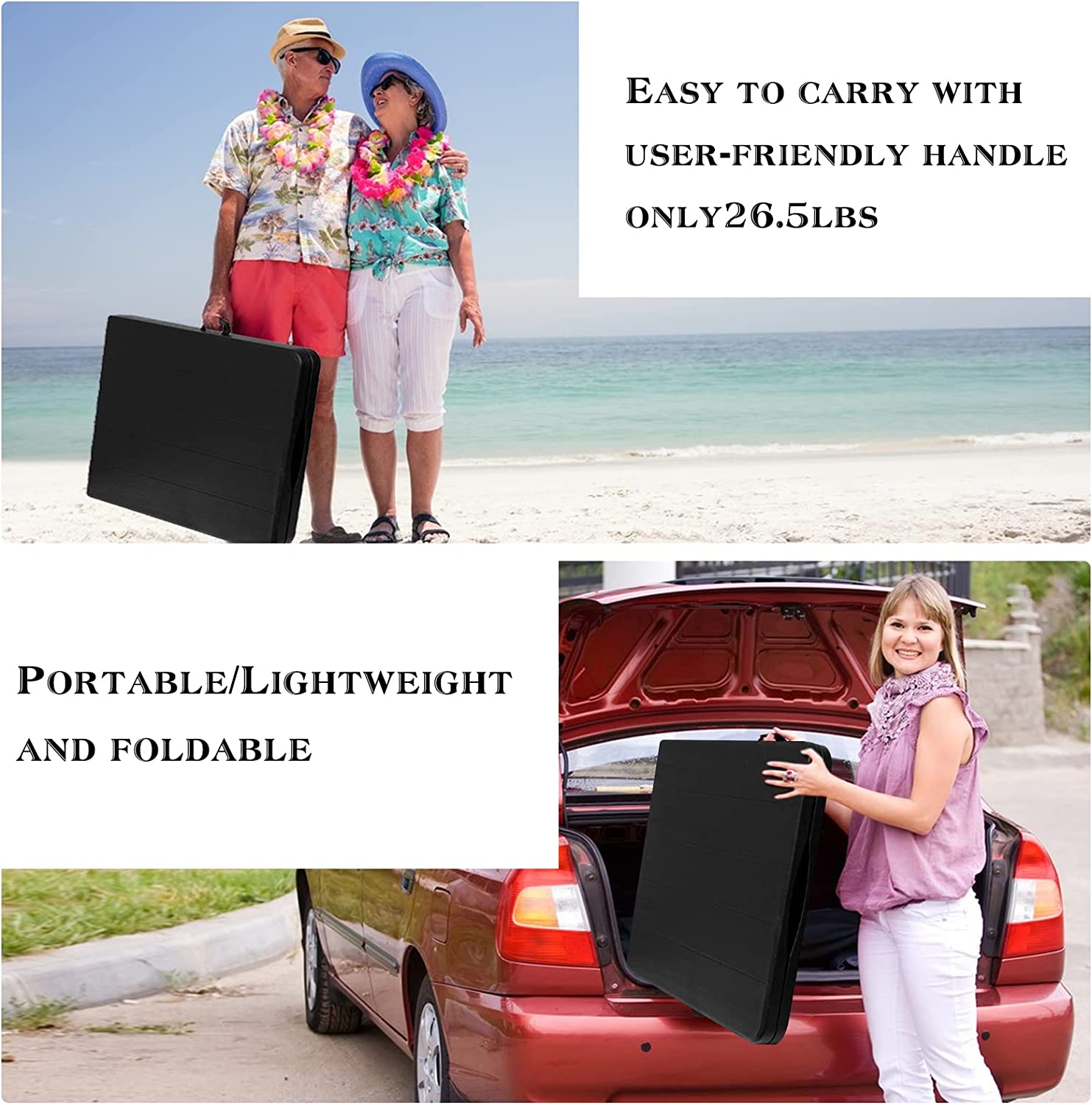 Vebreda 6ft Folding Table Portable Plastic Tables for Party Picnic Camping Black