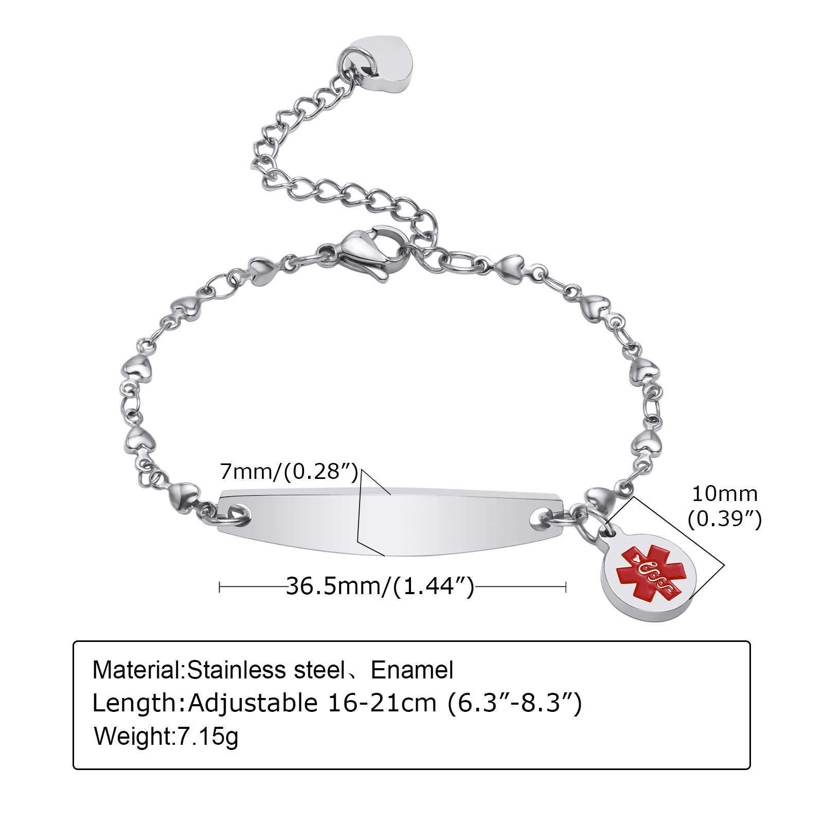 Link Chain Vnox Free Engraving Medical Bracelets for Women Cross Coin Charm Bracelet Custom Disease Therapy Allergy Stainless Steel Bangle G230208