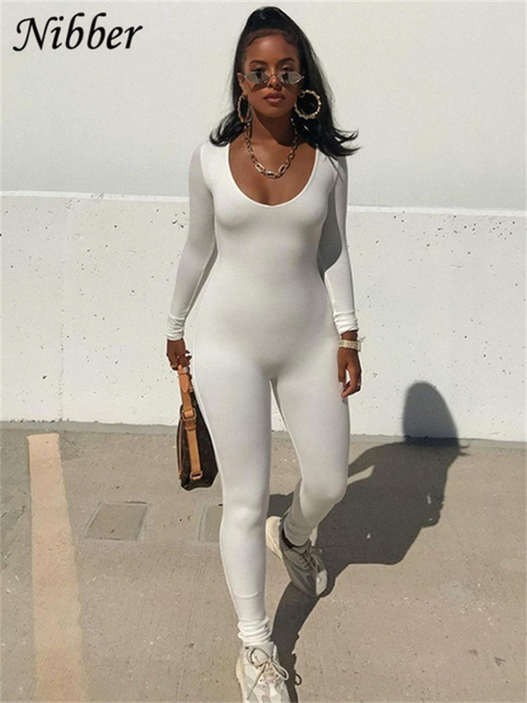 Women's Jumpsuits Rompers Nibber Basic Bodycon Jumpsuit For Womens Clothing Casual Brown Fitness Rompers Y2K Playsuit Activity Streetwear Overall