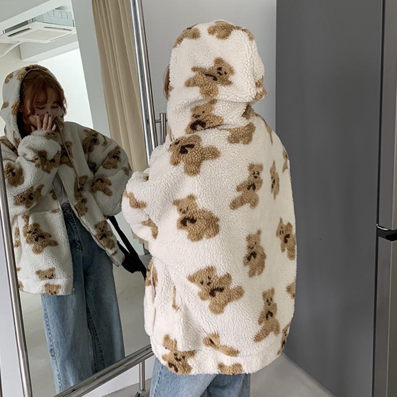 Women s Jackets Hoodies Zipper Teddy Coat Harajuku Loose Kawaii Clothes s Korea Sweatshirt Oversized Hoodie 230208