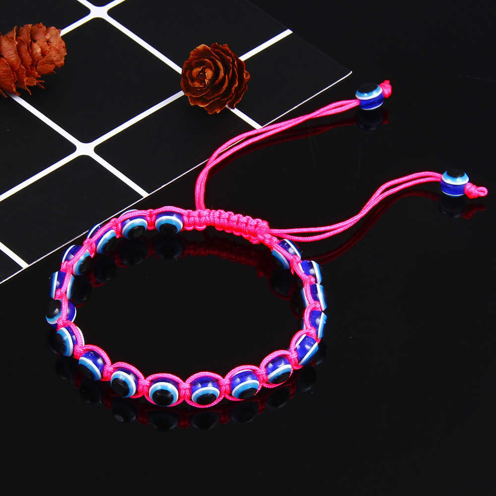 Link Chain Turkish Jewelry Handmade Amulet Nazar Evil Blue Lucky Eye Bracelet for Women Adjustable Rope Braided Bead Bracelets Emo Jewelry G230208