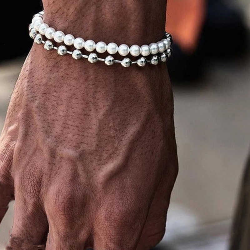 Link Chain New Fashion Cuban Chain Men Bracelet Set Temperament Handmade Stainless Steel Link Chain Bracelet For Men Jewelry Gift G230208