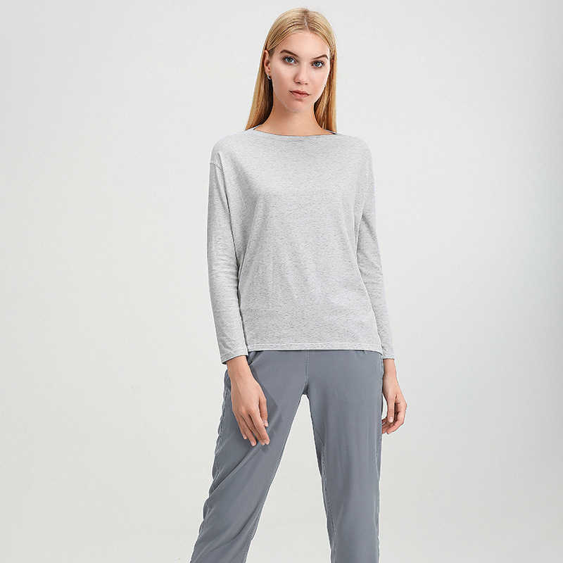 L-88267 Loose Casual Yoga T-shirt Women Slim Fit Comfortable Breathable Yoga Suit Long Sleeve Tops