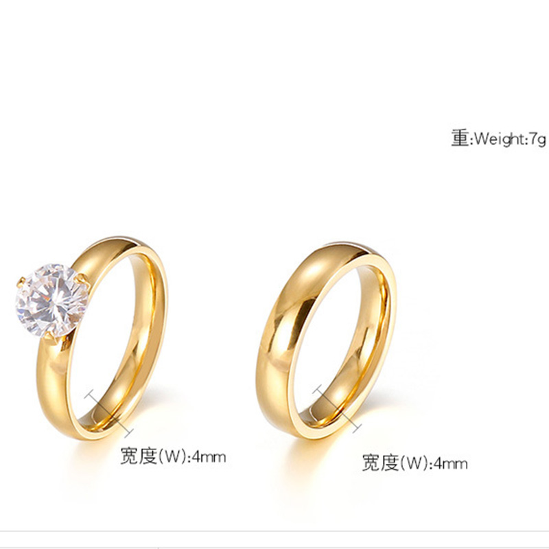 Promise Ring 18k Gold Plated Stainless Steel Couples Engagement Wedding Rings