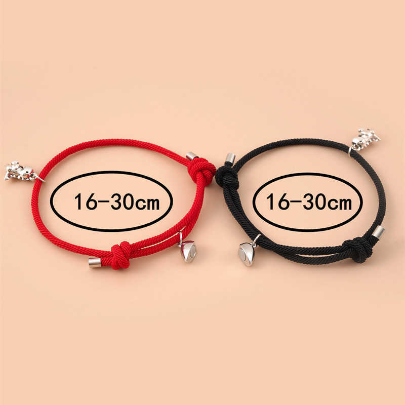 Link Chain 2pc Magnetic Couple Bracelets for Women Men Dinosaur Attraction Pendant Matching Bracelet Lover Gifts for Girlfriend Best Friend G230208