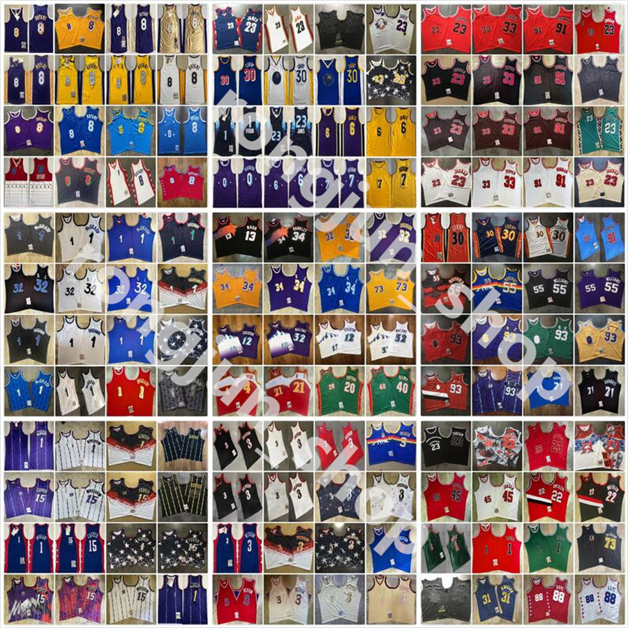 Real Stitched West Basketball Jerseys Retro Authentic Embroidery Quality Yellow White Green Purple Black Red Blue Baskeball Jersey Size S-XXL