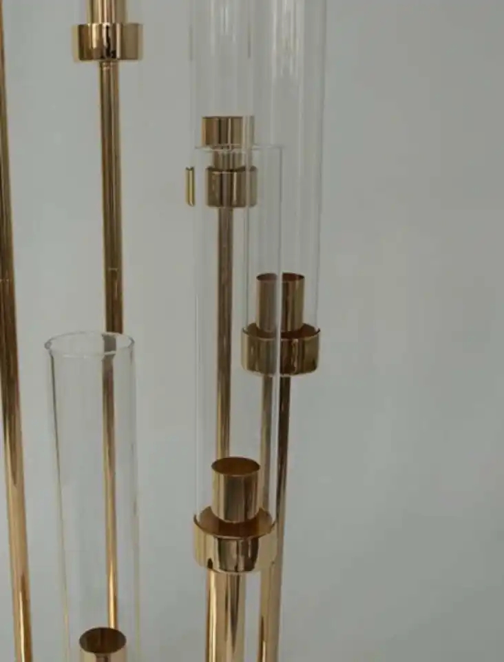 clear Candelabra Table Centerpiece Candle Holders Road Lead Gold Candelabrum Pillar stand Candlestick for Wedding decor imake561 XJ260305