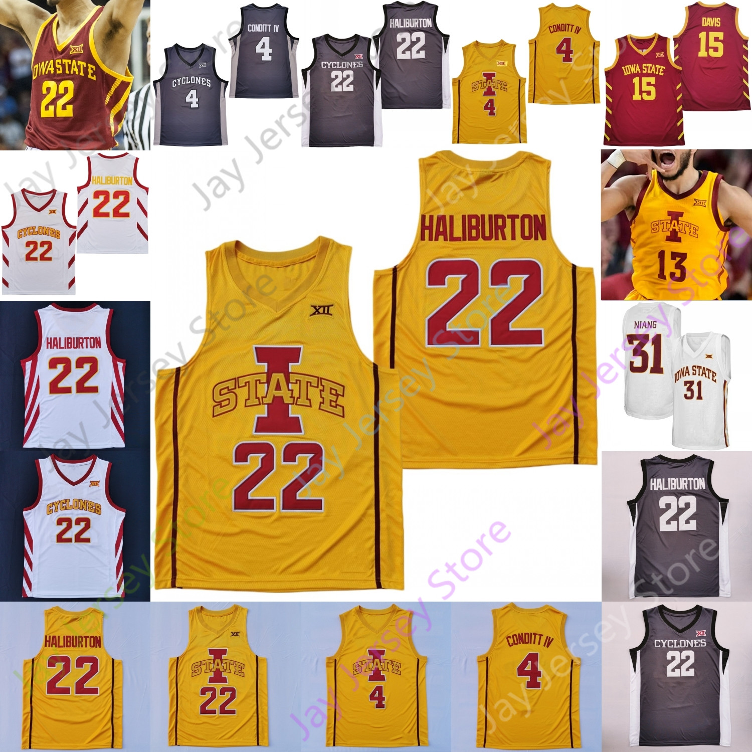 Iowa State Cyclones Basketball Jersey NCAA College Jaren Holmes Gabe Kalscheur Caleb Grill Osun Osunniyi Aljaz Kunc Tamin Lipsey Robert Jones Hal