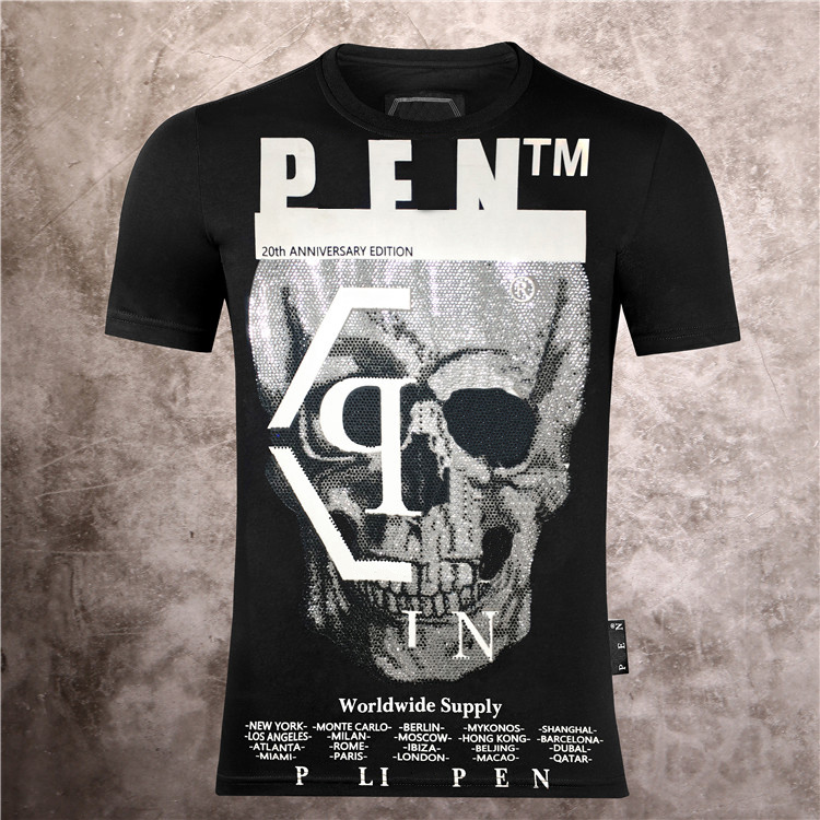 Phillip Plain Tees Men's T-Shirt Summer Fashion Men's Designer T-shirt Long Sleeve Top Luxury Letter Cotton T-shirt Clothing Short Sleeve High Quality, 4 #