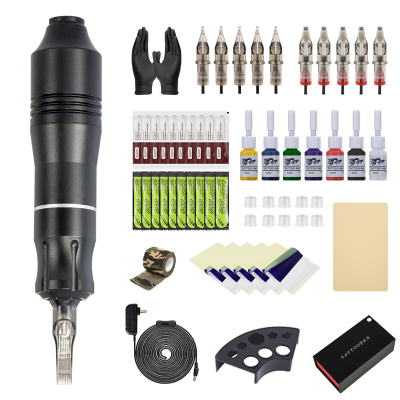 Tattoo Guns Kits Profession Tattoo Machine Pen Tattoo Kit Power Supply Rotary Pen With Needles Tools For Permanent Makeup Machine Tattoo Artist 230208