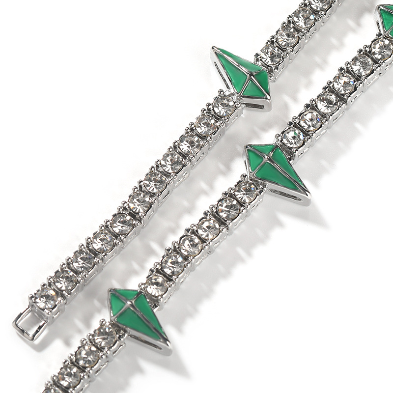 4mm Hip Hop Iced Out Spike Charm Tennis Necklace Full Rhinestone 18k Gold Color Luxury Punk Rock Hip Hop Rapper Night Club Wolf Tide Jewelry Gifts for