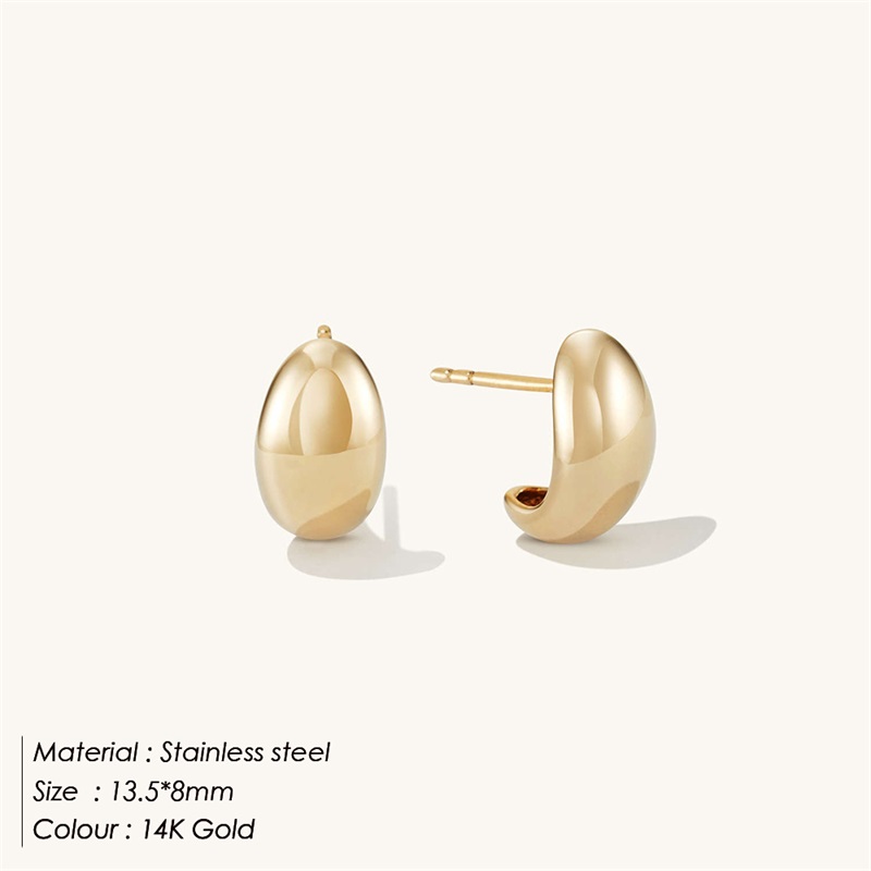 Steel Gold Simple Women Chunky Hoops Earrings Gift Fashion Jewelry Stainless Wives Round Smooth Thick Hoop Earring