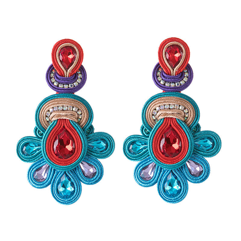 Dangle Chandelier KPACTA Fashion National Retro Earrings Female Big Earrings Soutache Handmade Crystal Pendant Earrings Party Gift Oorbellen 230209