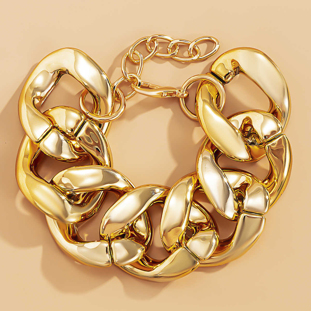 Link Chain SHIXIN Hip Hop Exaggerated Thick Link Chains Bracelet for Women CCB Material Big Wide Bracelets Fashion 2021 Hand Chains Jewelry G230208