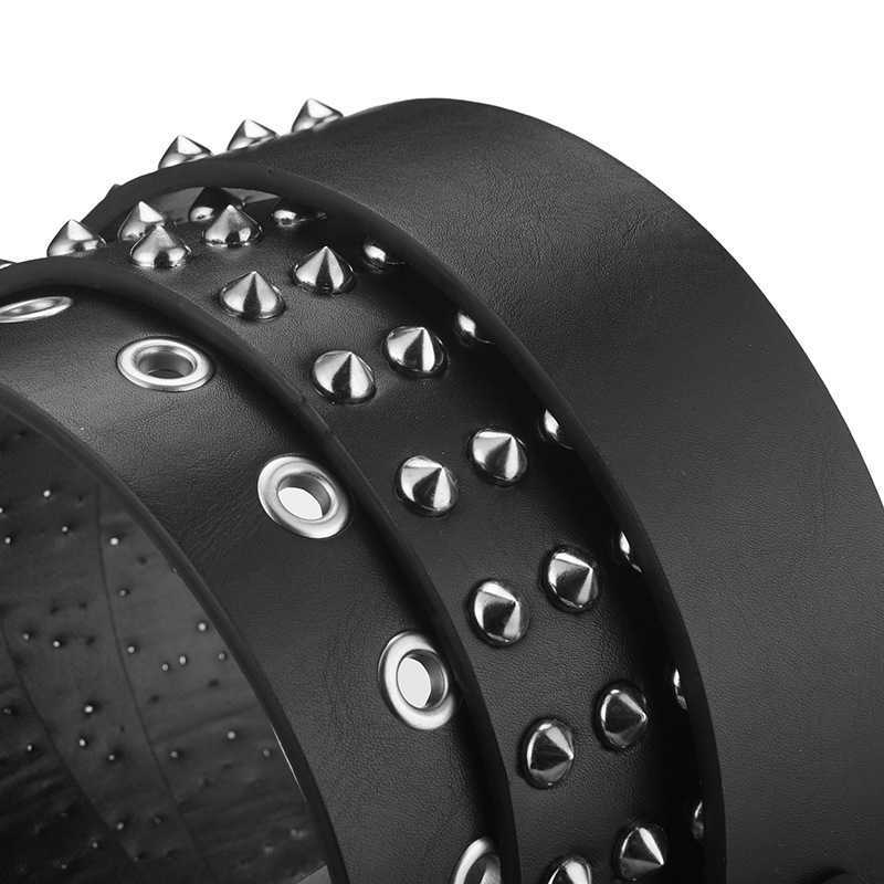 Belts Unisex Fashion Rivet Belt for Women Men Studded Punk Rock With Pin Buckle Black Ceinture Femme G230207