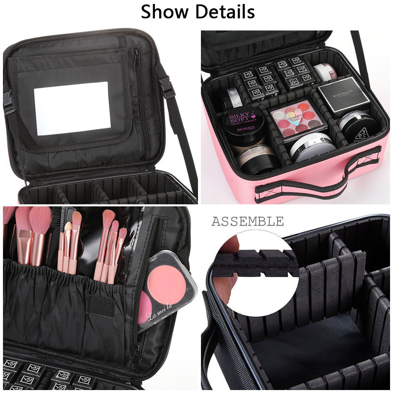 Cosmetic Bags Cases Professional Female Makeup Case Brush Make Up Storage Box Trousse Maquillage Beauty Nail Tool Women Cosmetic Organizer Suitcase 23