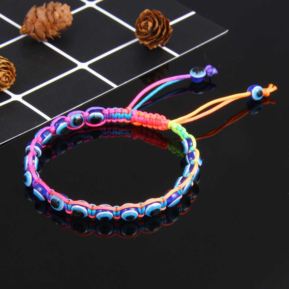 Link Chain Turkish Jewelry Handmade Amulet Nazar Evil Blue Lucky Eye Bracelet for Women Adjustable Rope Braided Bead Bracelets Emo Jewelry G230208