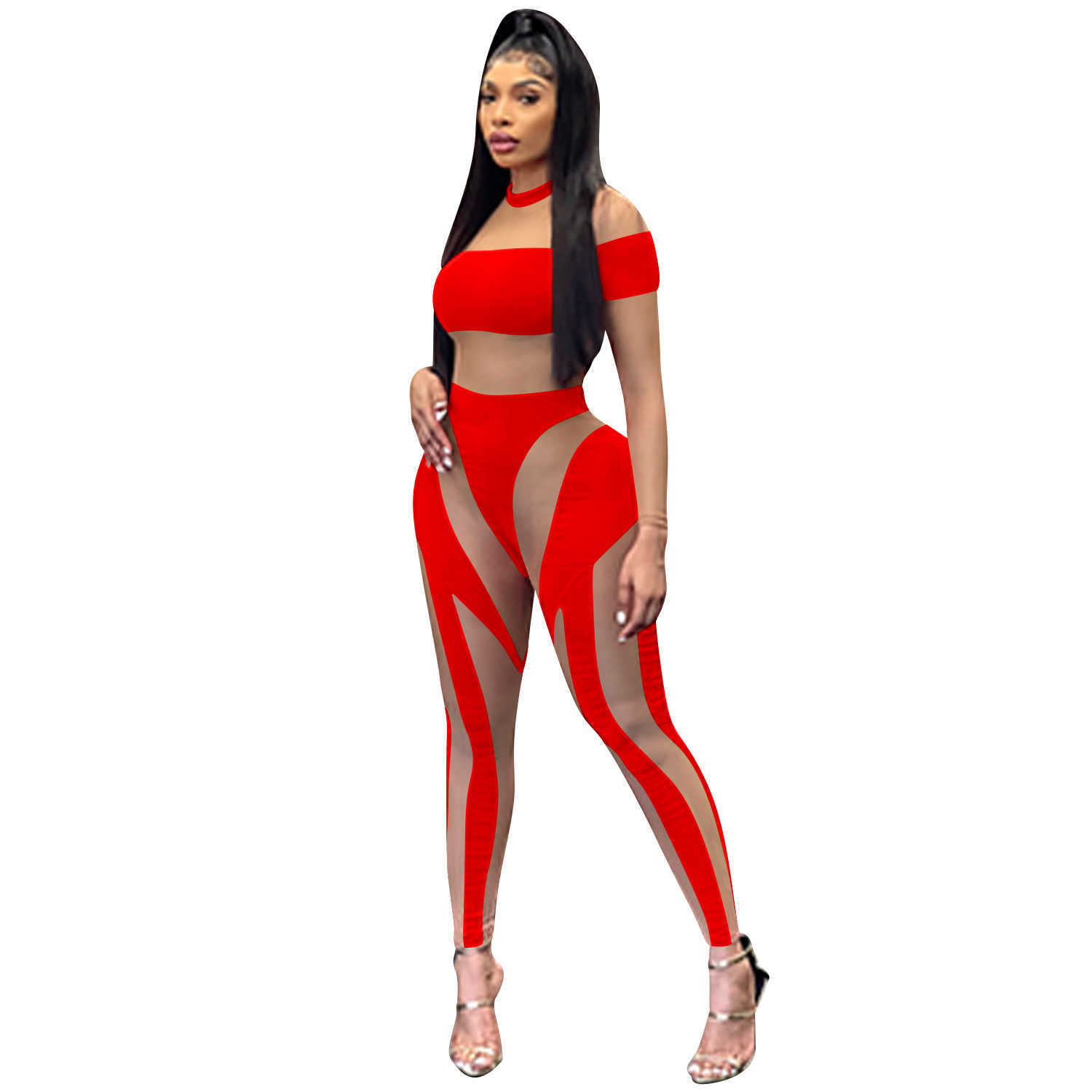 2023 women fashion sexy nightclub tight mesh perspective long sleeved trousers Jumpsuit women's wear jumpsuits for amp rompers