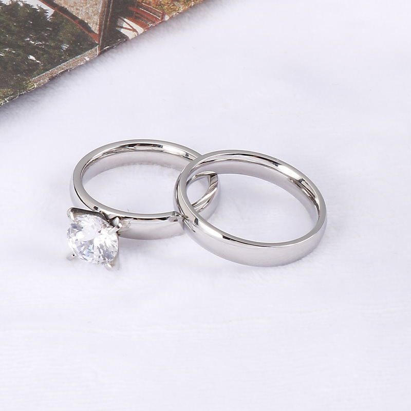 Promise Ring 18k Gold Plated Stainless Steel Couples Engagement Wedding Rings