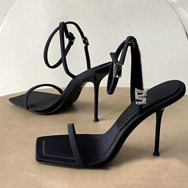 AW High Heeled Shoes Women's Temperament Thin Heeled High Heeled Letter One Word Diamond Sandals with Square Head 230209, Black
AW High Heeled Shoes Women's Temperament Thin Heeled High Heeled Letter One Word Diamond Sandals with Square Head 230209, Black