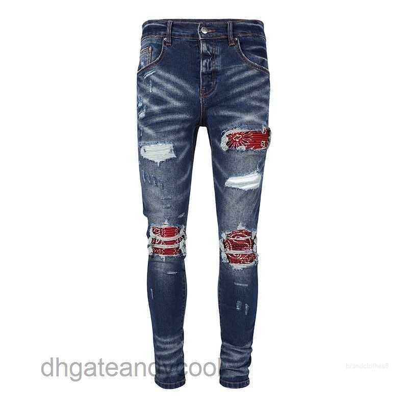 Denim Amirsysy Jeans Designer Pants Man Fall New Am Men's High Street Light Blue Collated Orange Leather Double Knee Punch Cut Slp AKR5
Denim Amirsysy Jeans Designer Pants Man Fall New Am Men's High Street Light Blue Collated Orange Leather Double Knee Punch Cut Slp AKR5